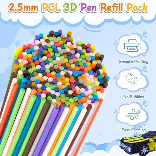 300 Pieces 3D Pen Refills Pack for 3Doodler Start+ Pen 15 Colors 2.5 mm Low Temperature 3D Pencil PCL Filaments Not Compatible with Other 3D Printing Pens - Image 4