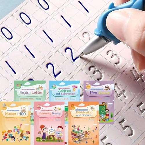 ASIGN Reusable Magic Handwriting Workbooks for Kids - 3D Grooved Tracing Copybook with Auto-Fading Ink & Grip Aid to Correct Pen Posture (6-Book Set, Preschool & Kindergarten Prep) - Image 2