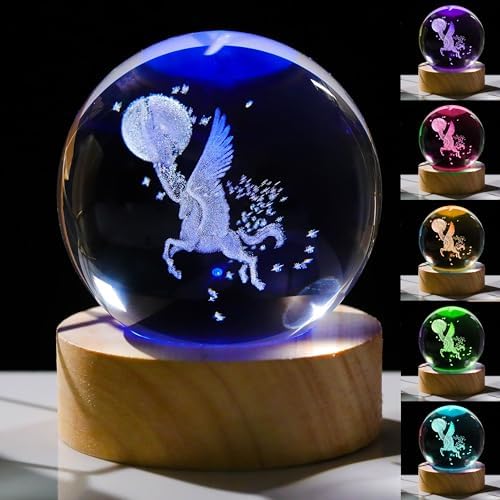 3D Unicorn Gifts for Women - Crystals Ball 60mm Figurines Decor Glass Animals Figurine Unicorn Stuff for Room Birthday Keepsake Paperweight by Unknown