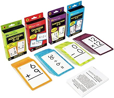 Carson Dellosa Addition, Subtraction, Division, and Multiplication Flash Cards, 4 Sets of Flashcards, Math Games for Kids 8-12, 3rd Grade Mathematics and Up (Pack of 12) by CarsonDellosaEducation