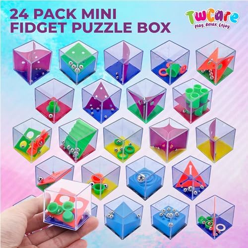 Brain Teaser Puzzle Cubes Party Favors for ADHD Autism Kids Adults 24 Pack Fidget Toy Set Gifts Mini Games Stress Relief Stocking Stuffers Bulk Goodie Bag Filler Treasure Box Classroom Prizes School - Image 2