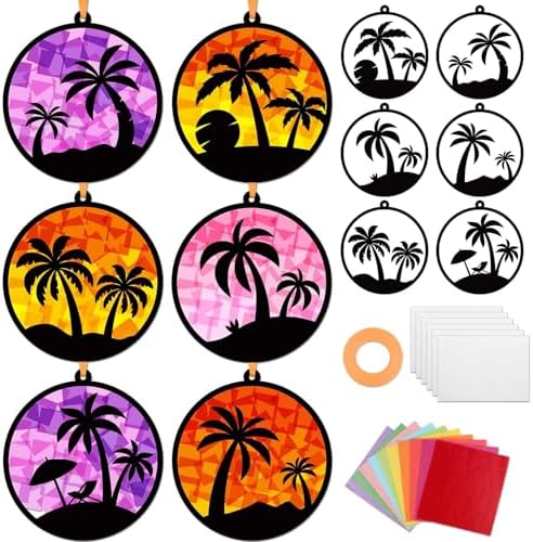 Qyeahkj 36Set Tropical Palm Tree Suncatchers Crafts Kit for Kids by Qyeahkj