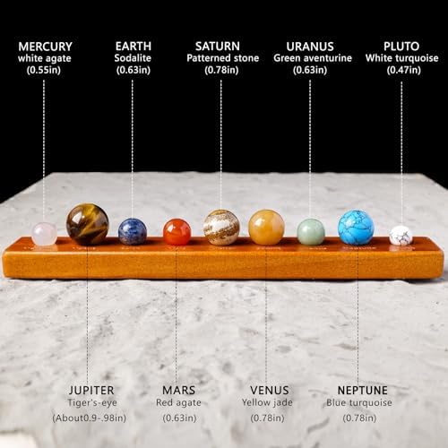 Runyangshi Nine Planets Crystal Ball Set in Display Case - Natural Stone Solar System Model with Black Foam Liner, Space & Astronomy Decor Collection - Image 2