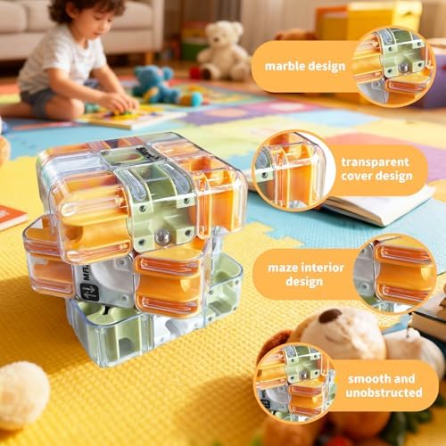 3D Maze Cube Ball Labyrinth Puzzle Brain Teaser for Adults & Kids, Educational Learning Toys Logical Thinking, Family Board Games Tabletop, Durable Puzzle Cube Easter Basket Stuffers Birthday Gift - Image 4