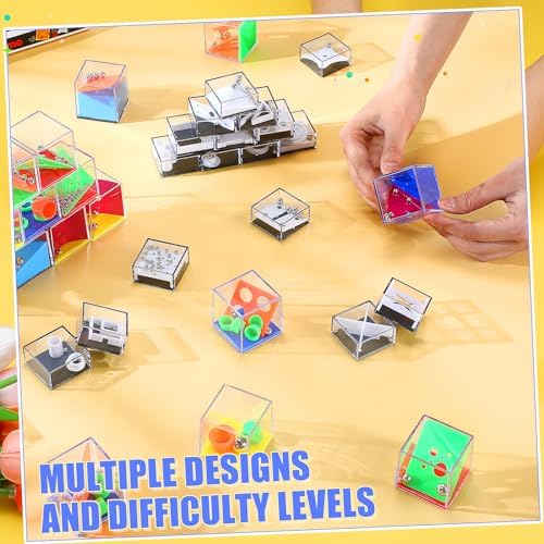 Lenwen 96 Pcs Mini Brain Teaser Puzzles Maze 3D Ball Cube, Colorful Colors - Image 5