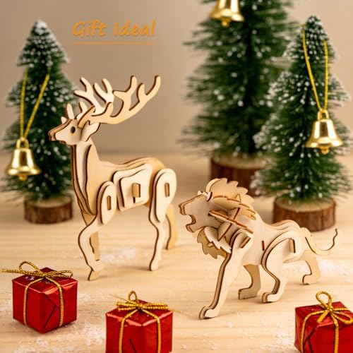 3D Wooden Puzzle Set for Adults –6 Assorted DIY Wooden Wild Animals Model Kits for Adults to Build, Brain Teaser Puzzles Wood Crafts for Teens, Creative Gift Ideas for Birthday & Christmas - Image 6