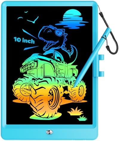 KOKODI 10 Inch LCD Writing Tablet with Anti-Lost Stylus, Erasable Doodle Board Colorful Toddler Drawing Pad, Car Travel School Games Toys for 3 4 5 6 7 8 Kids, Birthday Gift for Girls Boys Adults Blue by WhereKidsLearnThroughPlay