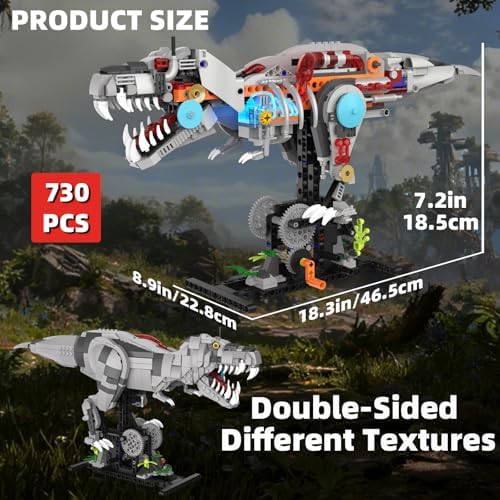 Mechanical T-Rex Dinosaur Building Set with Lights for Boys 8-14 - Image 4