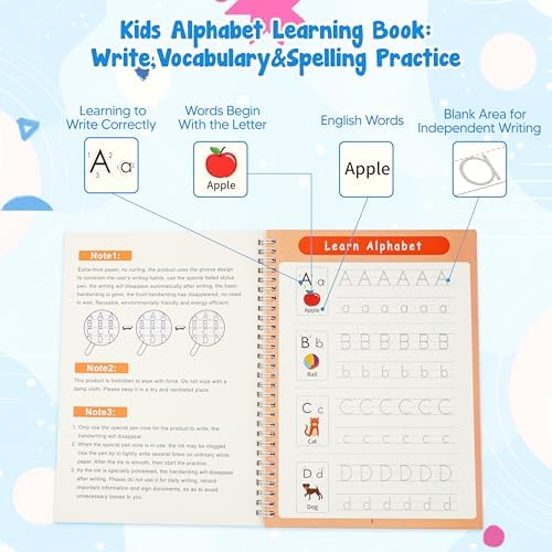 Magic Grooved Writing Books, Reusable Tracing Workbook for Kids Ages 3‑8 - Image 5