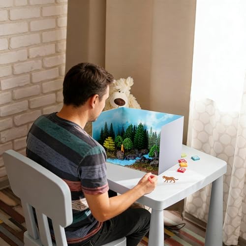 codree 65 Pcs Jungle Diorama Kit Habitat Project Box Set, Cardboard Diorama Box Animals Model Scenery Kit, Animal Figurines Rainforest Diorama Supplies for DIY Crafts Birthday Gifts Party Favor - Image 5