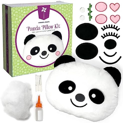 Pinwheel Crafts Beginner Sewing Kit for Kids 8-12 with DIY Panda Pillow by PinwheelCrafts