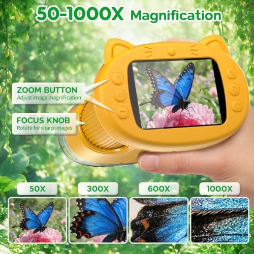 Kids Microscope: 1000X Handheld Pocket Microscope for Photo and Video Portable Science Kits STEM Toys – Christmas/Birthday Gifts for Girls & Boys Ages 3-12(Orange) - Image 2