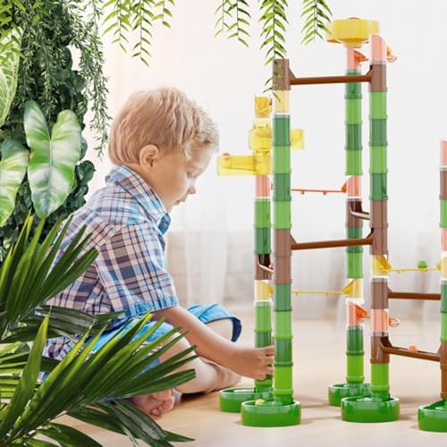 Quercetti Migoga Jungle Marble Run Toy - 110 Piece Set with 12 Colored Marbles and Multi-Start for Simultaneous Launches, Promotes STEM Learning and Building Skills, for Kids Ages 4 Years and Up - Image 5