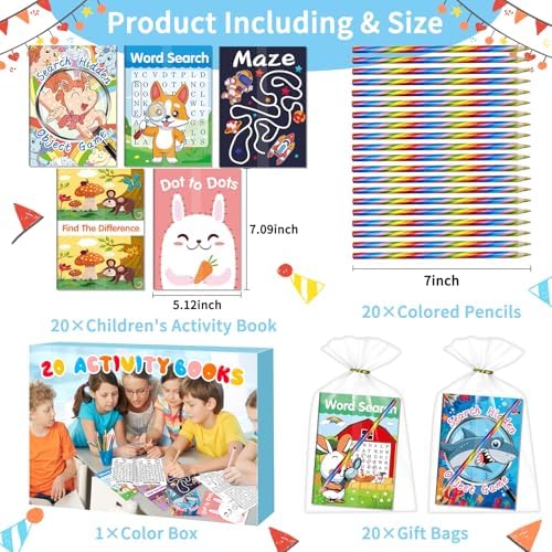 Elfew 20 Pack Activity Books Party Favors Set for Kids Ages 4-8 8-12 - Image 2