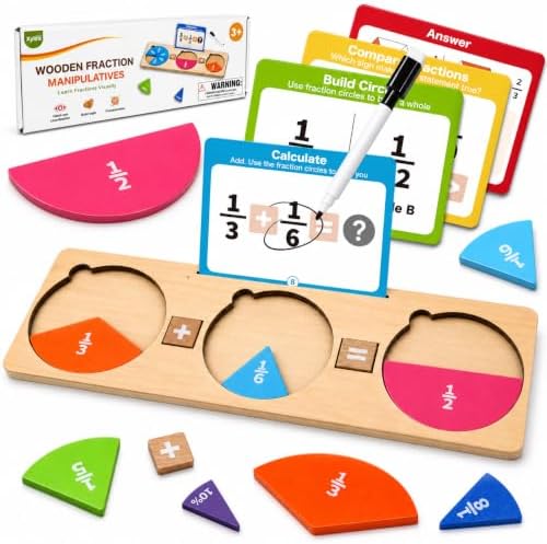 Fraction Manipulatives Set, Fraction Wooden Tiles & Fraction Circles Set by Unknown