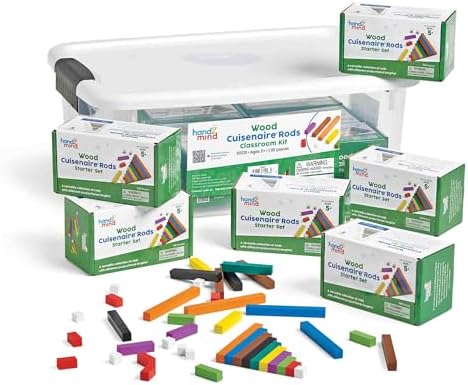 hand2mind Wooden Cuisenaire Rods Classroom Set, Teaching Fraction Bars, Montessori Math Manipulatives, Math Teacher Must Haves Elementary, Kindergarten Homeschool Supplies (15 Sets of 74) by hand2mind