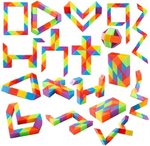 Yeetec Fidget Snake Cube Kids Party Favors Rainbow Twist Puzzle Toy for Christmas Stocking Stuffers Party Bag Fillers and Supplies School Prize Toys and Gifts (18) by Yeetec