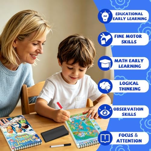 Elfew 2 Pack Reusable Wipe Clean Travel Game Activity Books for Kids 8-12 - Image 6