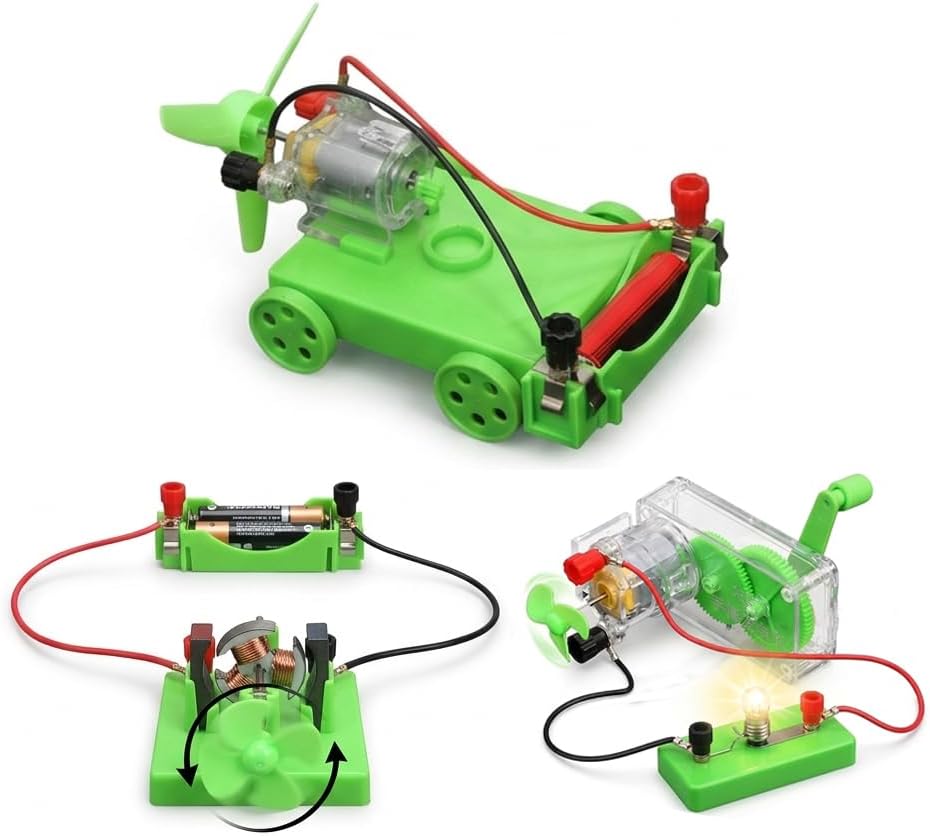 Physics Science Lab Learning Circuit kit, Electricity Experiment Set,DIY DC Electrical Motor Model Wind Powered Carts Building Circuits for Kids Junior Senior High School Students (1 Set) by XUJIQI