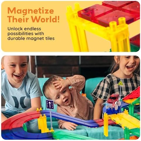 PicassoTiles 100 Piece Magnetic Tiles Race Track Toy Creative Building Set - Image 5