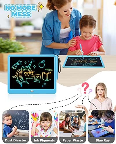 KOKODI 12 Inch LCD Writing Tablet with Anti-Lost Stylus, Erasable Doodle Board Colorful Toddler Drawing Pad, Car Travel School Games Toys for 3 4 5 6 7 8 Kids, Birthday Gift for Girls Boys Adults Blue - Image 5