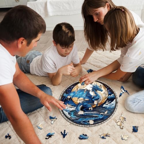Wooden Puzzles for Adults,Moonlit Dragon Puzzles Gifts,13.4 * 13.4in 300pcs - Image 6