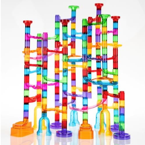 Fat Brain Toys Marble Run 200 Piece Set, Open-Ended Construction Set with Glow-in-the-Dark Marbles for Kids Ages 3+ by Unknown
