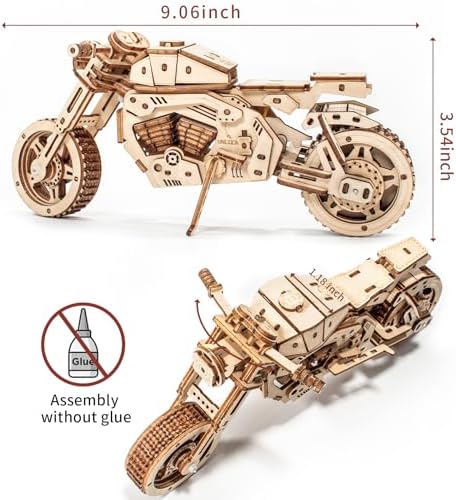 3D Wooden Puzzle Motorcycle Model, Mechanical Model Car Kits for Adults, Hobby Kit to Build Your Own Wooden Bike, Best Gift for Motorcycle Riders Men, Adults Teens on Birthday Christmas (Motorcycle) - Image 2