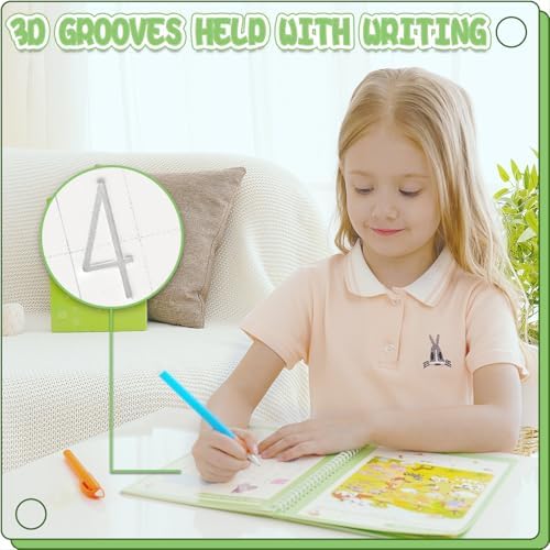 Reusable Grooved Handwriting Workbooks,Magic Copybook,Magic Writing Practice copy books, to help children improve their handwriting ink Practice Age 3-8 ​Calligraphy for kids(Character edition) - Image 5
