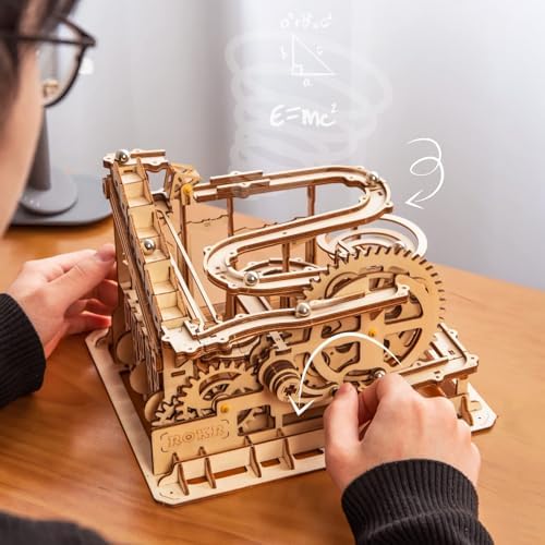 ROKR 3D Wooden Puzzles Marble Run Set - Mechanical Model Kit for Adults DIY Roller Coaster Toys Gifts for Adult (Marble Parkour) - Image 4