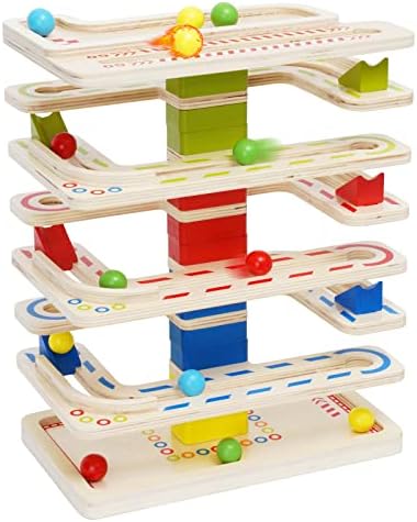 Wooden Marbles Run Ball Drop Toys 8-Tier Rolling Tower Toys with 16 Balls Ramp Whirling Game Ball Tower Educational Learning Toys for Gifts 3 4 5 6 7 8 Years Toddler Boys Girls by Arkmiido