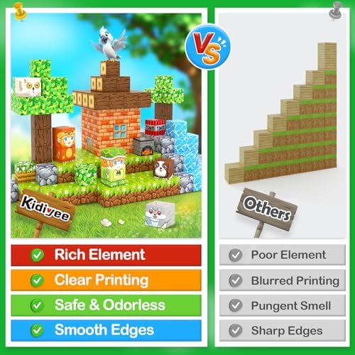 100PCS Magnetic Blocks - Build Mine Magnet World Forest Set, STEM Building Toys for Kids Ages 4-8, Classroom Must Haves Construction Toys, Sensory Toddler Toys Gift for 3+ Year Old Boys & Girls - Image 3