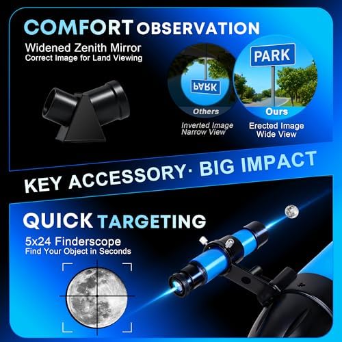 Hawkko Telescope for Adults & Kids, 80mm Aperture 600mm High Powered Telescope for Astronomy Beginners - Refractor Telescopes with AZ Tripod, Phone Adapter and Portable Bag for Moon Observation - Image 4