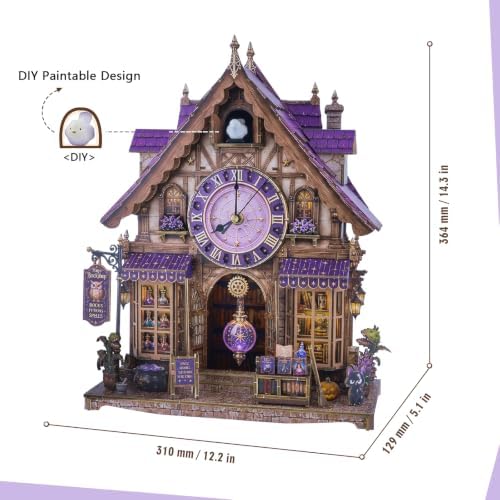 3D Puzzle for Adults Clock - Magic Bookshop Cuckoo Clock Model Kit - Image 3