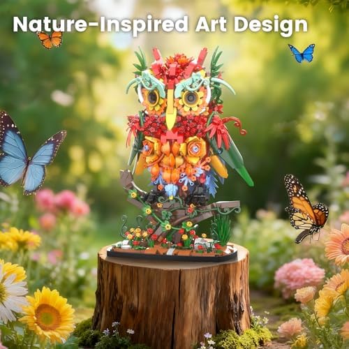 JOJO&Peach Flower Owl Animal Building Toy for Adults, Gifts for Girl 10+ - Image 6