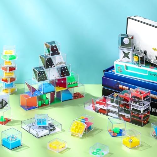 RoundFunny 100 Pcs Brain Teaser Puzzle Cubes Mini Puzzle Party Favor Mini Games Cubes Box Bulk for Kids Stocking Goodie Bag Stuffers for Maze Games Classroom Prizes Gifts - Image 6