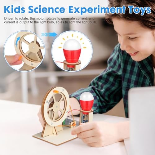 Hand Crank Generator Science Kit DIY Assembly Hand Generator for Electricity Experiments Manual Current Output Model for Kids Physics Learning 5.90 X 4.72 X 3.34 in - Image 5