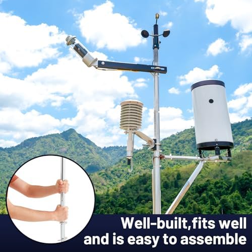 Blulu Mounting Pole Kit for Weather Station - Heavy Duty Galvanized Steel with Stainless Hardware, Adjustable 19.5” to 37.5” Height for Outdoor Sensors & Solar Panels - Image 4