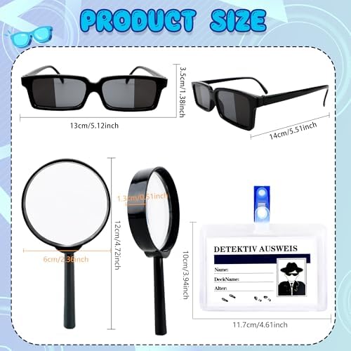 36 Pcs Kids Spy Kit Detective Toy Set Including 12 See Behind You Sunglasses 12 Secret Agent Name Tags 12 Black detective Mmagnifying Glass for Spy FBI Cosplay Escape Room Detective Party Supplies - Image 2