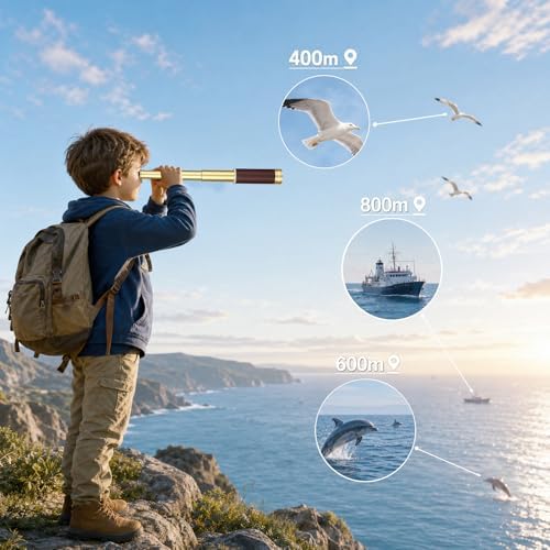 Retro Pirate Telescope Zoomable 25x30 Pocket Monocular Portable Collapsible BAK-4 Lens Captain Jack's Spyglass Handheld Telescope Vintage Telescope for Kids - Image 5