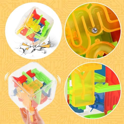 3 Otters 3D Puzzle Maze Cube, 5 Inch 72 Obstacles Brain Teaser - Image 4