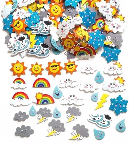 195Pieces Foam Weather Stickers,Cloud Moon Rianbow Shapes by IFKEGON