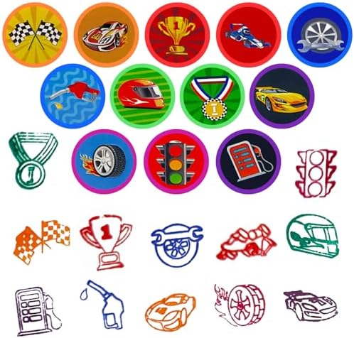 Cinrobiye 24 Pcs Race Car Stampers Party Favor Set, Cute Racing Car Stamps for Kids Birthday Party, Classroom Rewards, Carnival Prizes, Goody Bag Fillers, Racing Themed Party Supplies - Image 2