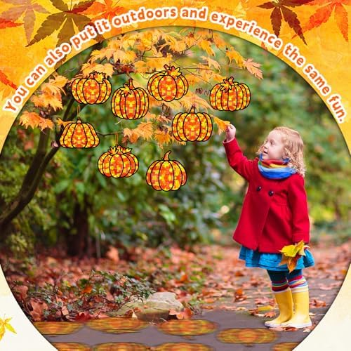 32 Sets Pumpkin Suncatchers Craft Kit DIY Window Stained Glass Effect Fall Pumpkin Paper Crafts Home School Classroom Autumn Thanksgiving Decor Kid Birthday Gift Creative Art Project Activity Game - Image 6