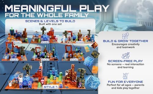 181-Piece Magnetic Building Blocks Set – STEM Toys for Kids Ages 3+ | Educational Space-Themed Magnetic Construction Kit with LED Light-Up Cubes | Sensory Gift Toy for Boys & Girls - Image 5