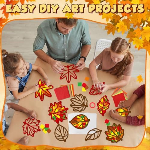 Qyeahkj 36 Set Fall Maple Leaves Suncatchers Crafts Kit for Kids - Image 5