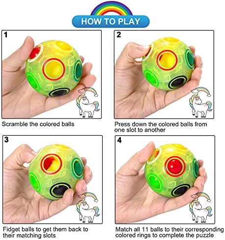 Vdealen Magic Rainbow Puzzle Ball, Fidget Ball Puzzle Brain Teaser Fidget Toy for Boys & Girls- Birthday Party Easter Valentines Christmas Stocking Stuffers for Kids Teen & Adults(Green) - Image 4