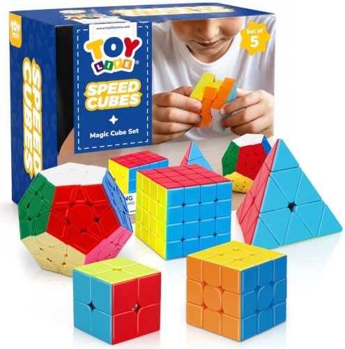 STEAM Life Speed Cube Set, Speed Cube Set of 2x2 3x3 4x4 Megaminx and Pyramid Cube Smoothly Stickerless Magic Cubes Collection for Kids & Adults by TOYLife