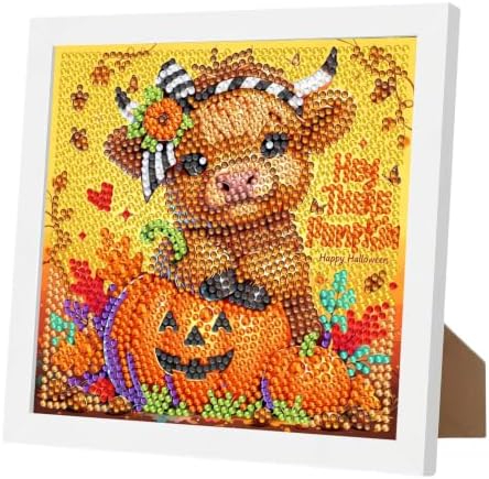 YarnWhimsy Cow Diamond Art Kits for Kids Ages 4-8-12 with Frame 7x7 inch by YarnWhimsy