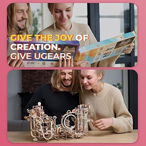UGEARS Bundles Marble Run Holiday Set Wooden Marble Run Kit with 10 Colored Marbles - 3D Puzzles for Adults and Kids - Amusement Park Wood Marble Track 3D Puzzle - Wood Model Kit for Self-Assembly - Image 6